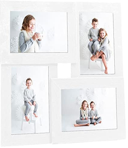 vidaXL Collage Bilderrahmen für 4X(13x18cm) Fotos Fotorahmen Posterrahmen Objektrahmen Bilder Foto Poster Rahmen Bildergalerie Weiß MDF