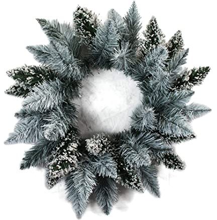 Künstlicher Kranz Tannenkranz verschneit 50cm Weihnachtskranz Türkranz Dekokranz Kunstschnee Adventskranz (Pearl)