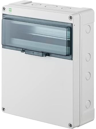asvendo elektro Aufputz, Sicherungskasten, Verteilerkasten, Kleinverteiler, IP 65 wassergeschützt, Feuchtraum und Außenbereich geeignet (1-reihig für 13 Module (höher))