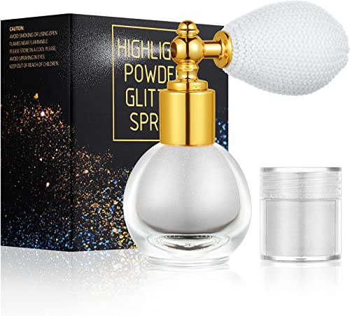 AOOWU Spray glitterato illuminante, polvere scintillante per corpo e capelli