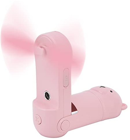 TUORE Battery Operated Fan , Foldable Handheld Mini Fan Mist Spray with Water Bottle for Traveling (bear pink)