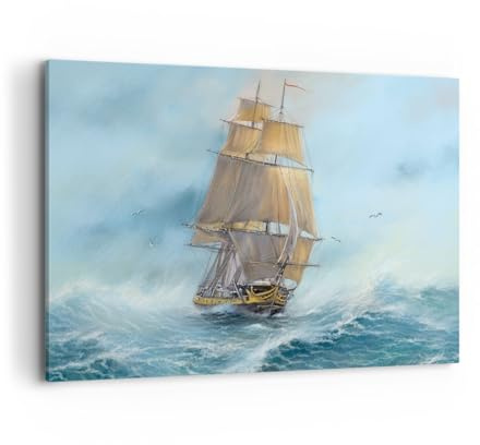 ARTTOR Bilder auf Leinwand 120x80cm Wandbild Maritim Landschaften - 5541 | Meer Schiff Nautisch Groß XXL Wanddekoration Wohnzimmer Schlafzimmer Wanddeko Wand Kunstdruck Wandkunst Wall Decor ARTTOR