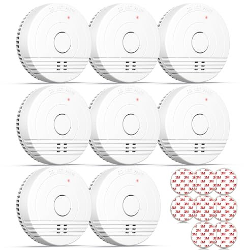 Andyssey Batterie Rauchmelder mit Magnethalterung, Zertifiziert DIN EN14604, Feuermelder mit Fotoelektrischem Sensor, 85 dB Alarmlautstärke, 8 Stück