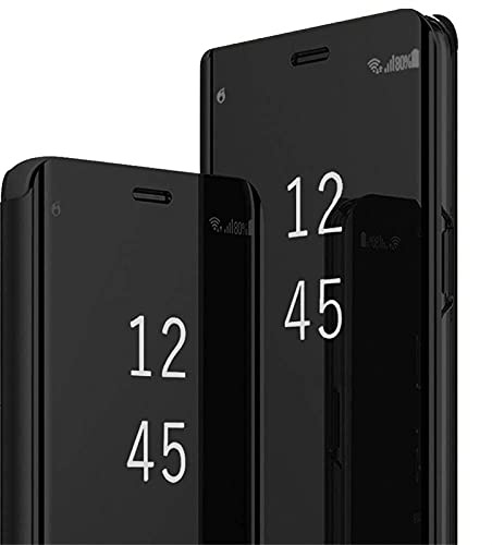 für Samsung s23 Hülle Spiegel Handyhülle für Samsung Galaxy s23 Schutzhülle 360 Grad s23 Flip Case Klappbar Hard PC Stoßfest Cover Ständer Funktion Klapphülle Galaxy s23 5G Hüllen 6.1 (Schwarz)