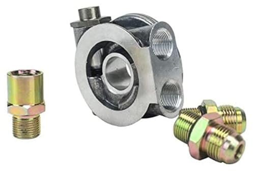 Silberner Ölfilter-Sandwich-Adapter, Universal-Aluminium-Motorölkühler-Thermostat-Sensor-Adapter-Set für Auto(1*Ölkühler+2*AN10+1*M20)