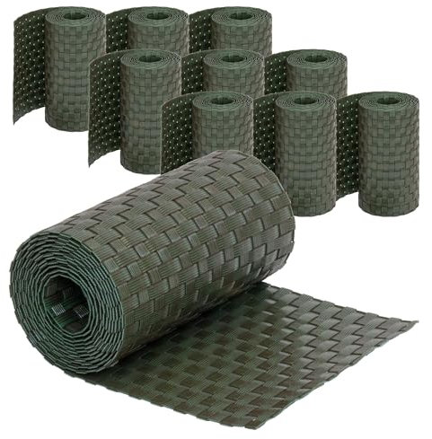 Jardinion Sichtschutzstreifen Rattan Optik 250 x 19cm, 10 Stück (25m) Grün Sichtschutz, Balkon Sichtschutz, Terrasse- und Gartenzaun Sichtschutz
