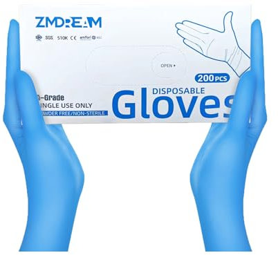 ZMDREAM 200 Nitrile Exam Gloves for Cleaning Food Service Painting Blue Size M to XL Box of 200, 4 mil Thickness(200, L)