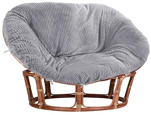 MABOZOO Shaggy Double Papasan Cushion Cover, Faux Fur Wicker Egg Chair Cushion Covers with Fluffy Plush, Hammock Slipcover Only for Papasan Cushion, Gray, 70x49x7 Inch (ONLY Cover, NO Cushion)