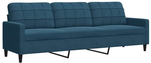 vidaXL Sofa 3-Sitzer, Polstersofa für Wohnzimmer, Couch Loungesofa Metallgestell, Dreisitzer Samtsofa Sitzmöbel, Modern, Blau 210cm Samt