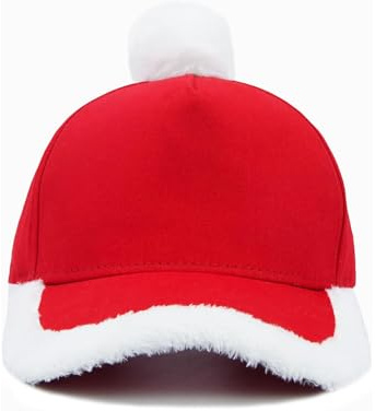 Basecap Weihnachten für Damen Herren, Lustige Plüsch Baumwolle Santa Hat, Verstellbare Weihnachtsmütze für Erwachsene, für Weihnachtsfeier & Weihnachtsmarkt & Geschenkidee