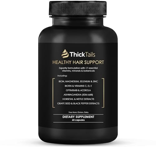 ThickTails Hair Growth Vitamins for Women – Biotin, Collagen, Zinc & Iron – Hair, Skin & Nails Supplement – 60 Capsules