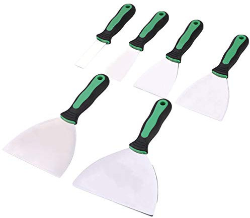CTRSM Schaber, Füllmesser, Spachtel, 6-teiliges Kitt-Set aus Edelstahl, Kittschaber, Malerwerkzeuge, Trockenbauschaber