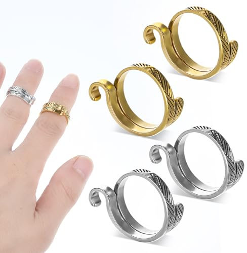 4 Stück Häkelringe Verstellbarer Gold Häkelring zum Häkeln Finger Strickring Silber Spannring Häkeln Zubehör Metall Häkelring Crochet Ring DIY Häkelschlaufenringe für Häkelgeschenke Strickhandwerk