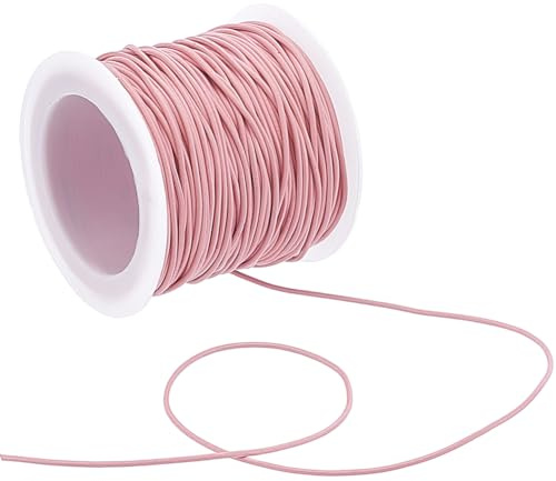 SUNNYCLUE Carrete de Cordón de Cuero de 22 yarda/20 m Cordón de Cuero Redondo A Granel de 1mm Correa de Cuentas de Piel de Vaca Auténtica Rosa Cuerda de Hilo para Hacer Joyas Pulseras Collares Trenza