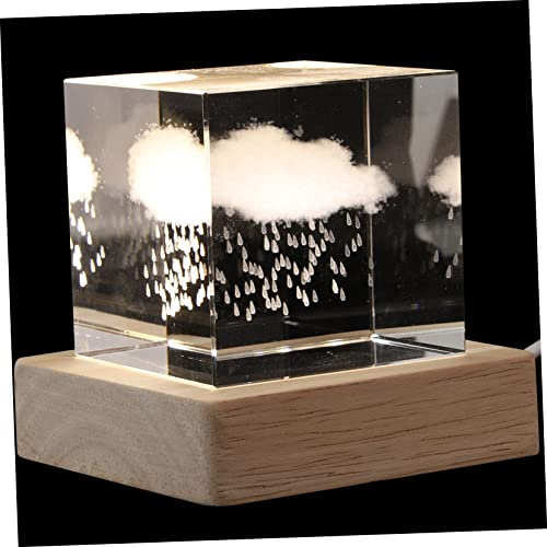 Mikikit Cube Crystal Atmosphere Light Kreative Nachttischlampe Mit Holzsockel Für Schlafzimmer Wohnzimmer Stilvolle Dekoration Für Jeden