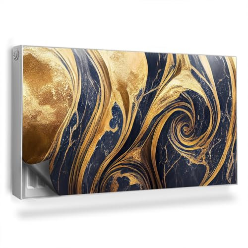 Magnetic Radiator Cover 110x60 cm (43,3x23,6 inch) Dust and Damage Protection Decoration Panel Easy Installation Built-in Magnet Heat-Resistant - Leaves painted with paint on a black background