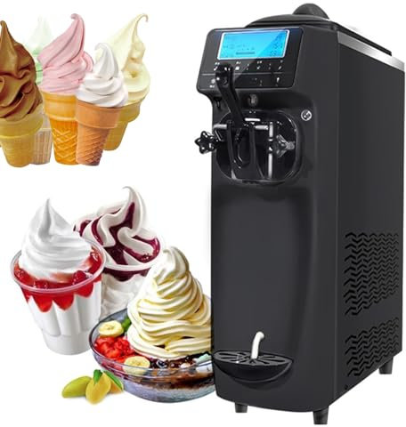 QYLTTDM Soft Ice Cream Machine, Ice Cream Machine, 6L Litres with Self-Cooling Compressor, 3 Hour Auto-Cooling Function, Automatic Cleaning System, Fruit Ice Cream Machine Summer Snack Shop Cafe