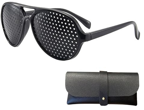 emlovosy Rasterbrille, Lochbrille für Augentraining, Komfortable Pinhole Glasses zur Verbesserung des Sehvermögen, Gitterbrille für Entspannung, Korrekturbrille, Raster Multidot Brillen
