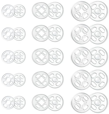 100 Paar Druckknöpfe zum Annähen, Unsichtbare Druckknöpfe zum Anähen, Transparente Druckknopf Annähen für Kleidung, Hosen, Rucksäcke, Hemden, Windjacken, Kunststoff 7,5 10 12,5 mm