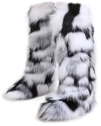 BWGHBH Stivali da Neve Finta Pelliccia Donne Stivali Invernali Foderati Caldi E Comodi Moda Outdoor Stivali Alti Fino al Ginocchio
