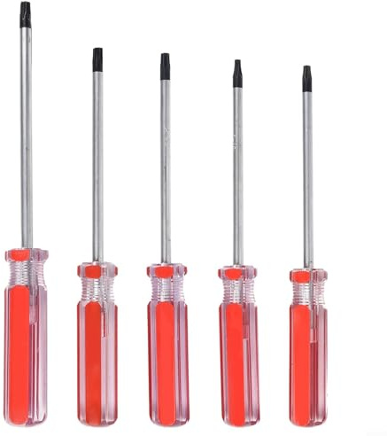 Desiumite Juego de destornilladores Torx de 5 piezas, destornillador de estrella con vástago extra largo para T15 para T20 para T25 T27 para T30, herramientas de reparación de acero al cromo vanadio
