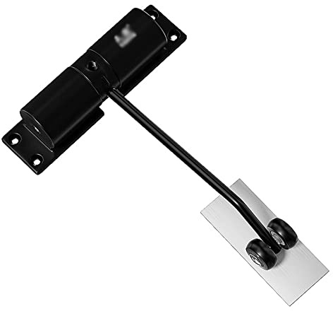 Chiudiporta automatico regolabile, chiudiporta a molla di sicurezza, idraulico for cancelli in legno, a(Black)