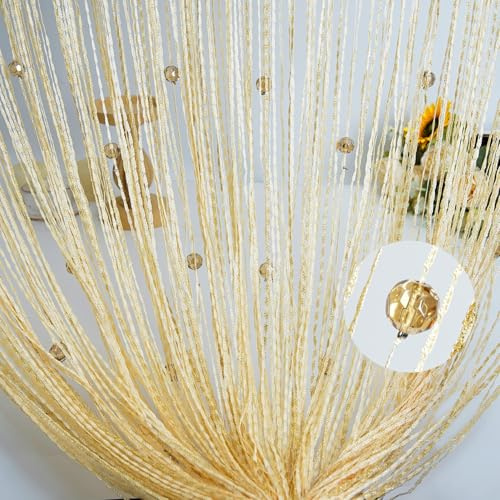 HYSENM 2‑er‑Set Perlenvorhang für Türen Fliegenvorhang Insektenschutz | 1 x 2 M 60 Beads Fadenvorhang Perle Glitzer Raumteiler Fliegenschutz Kürzbar Dekorative Gardine für Schlafzimmer Hochzeit