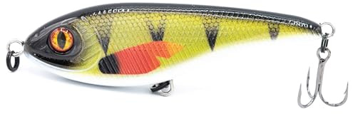 Mister Tackle Tuvanus Leurre de pêche 9 cm Wobbler Jerkbait Slider pour la pêche au brochet, 1 pièce (perch)
