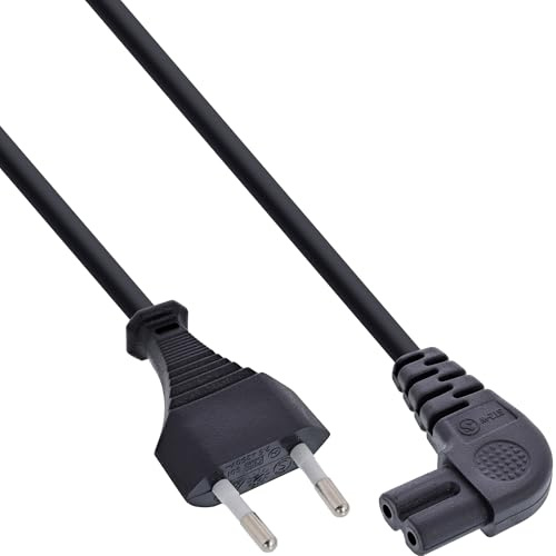 InLine 16655X nätkabel, strömkontakt till Euro 8 C7 kontakt, vinklad, 5 m