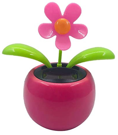 F Fityle Blumen Solar Wackelfigur Solarfigur Solarwackelfigur tanzende Figur Dekofiguren - Pinke Blume