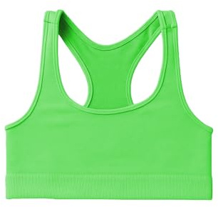 Kurve Girl’s Seamless Lightweight Racerback Sports Bra, Neon Green, Age 9-14