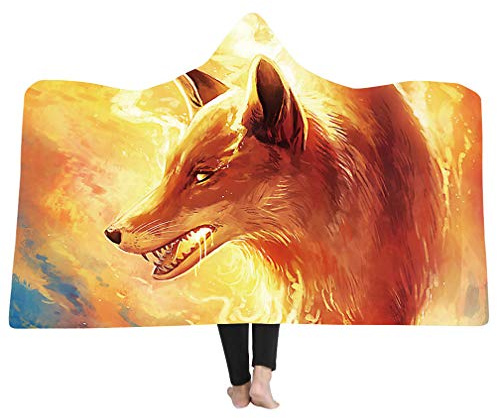 3D Wolf Tiermuster Bedruckte Decke, Super weiche Kapuzendecke für Erwachsene Kinder Tragbare Decke,Geeignet für Reisen/Camping/Mittagspause/Schlafsofa Decke werfen (Style 3, 150cmx200cm)