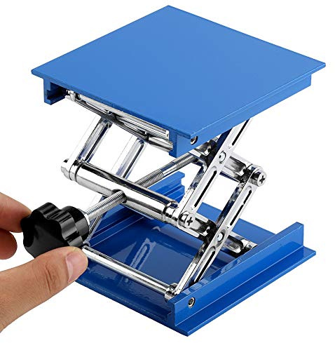 100 x 100 mm blaue Hubtische Lab Jack Jack Galvanisierte Aluminium Lab Lifting Platform Stand Rack Scissor Jack Lifter Scherenwagenheber Laborhebebühne