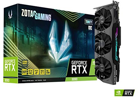 Tarjeta gráfica ZOTAC Gaming GeForce RTX 3090 Trinity OC 24GB GDDR6X 384-bit 19.5 Gbps PCIE 4.0, refrigeración avanzada IceStorm 2.0, Spectra 2.0 RGB Lighting, ZT-A30900J-10P