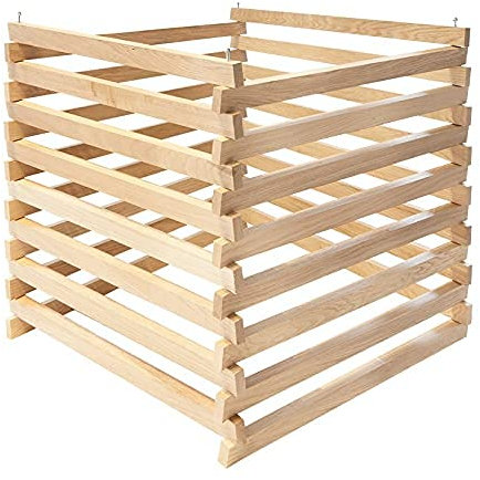 Garten Compostiera in legno di quercia, 80 x 80 x 89 cm, resistente alla decomposizione, 0,48 m³