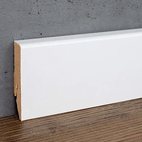 PROVISTON | plinthe MDF | bord carré | 18 x 58 x 2500 mm | MDF mélaminé | blanc | proche de la couleur RAL 9016 | plinthe MDF classique | 25 m