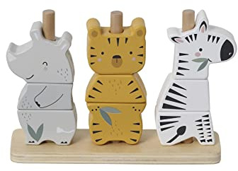 Vertbaudet Baby Stapel-Spielzeug, Dschungeltiere, Holz FSC® Mehrfarbig ONE Size
