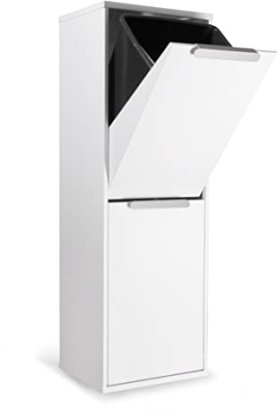 ARREGUI Ecoclas CR201-E Mülltrennsystem aus Stahl | 2 Fächer Mülleimer für die Küche | 2x17L (34L) | 2 Fach Abfalleimer | Herausnehmbare Inneneimer + Griff | Recycling Schrank für Mülltrennung | weiß