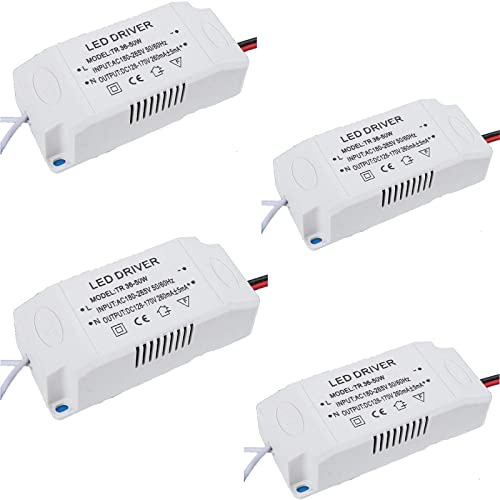 URPIZY Lot de 4 transformateurs de rechange 36-50 W LED - Transformateur électronique - Tension constante - Alimentation pour lampes LED