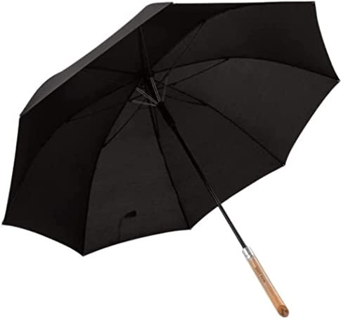 HALAHAI Regenschirme Golfschirm Winddichter Retro-robuster Stockschirm Mit Holzgriff Automatisches Offenes Dach Belüfteter Regenschirm Sturmfest Regenschirm (Color : Black, Size : 96cm)