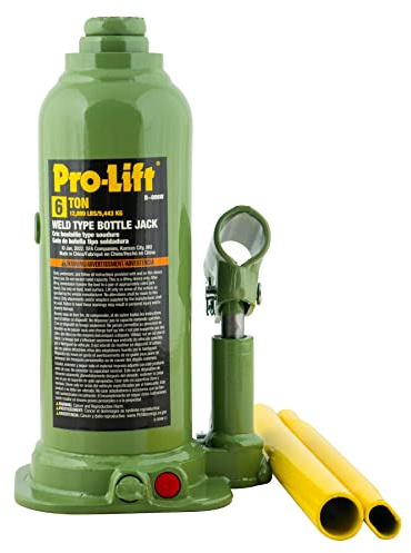 Pro-Lift Welded Bottle Jack 6 Ton - (12,000 Lbs) Capacity Hydraulic Lifting with Side Pump Two-Piece Handle