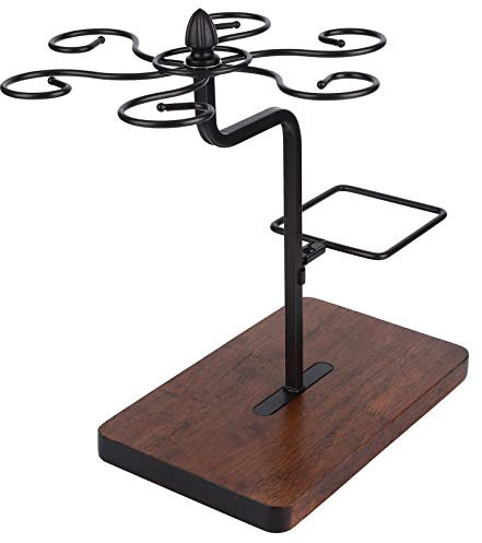 Ausla Porta bicchiere da vino con portabottiglie, supporto per calici da tavolo per 6 bicchieri e 1 bottiglia, espositore per bicchieri da vino in metallo per lounge e bar (nero)