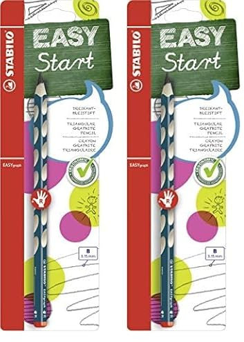 STABILO - Ergonomischer Dreikant-Bleistift für Rechtshänder - EASYgraph in petrol - 2x - Härtegrad B
