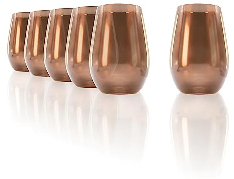 Stölzle Lausitz Verres Longdrink Mirror Marron Lot de 6 – 465 ml Verres à Cocktail Hauts en Cristal – Verre à Eau ou Jus – Design Miroir Élégant – Résistants aux Chocs & au Lave-vaisselle