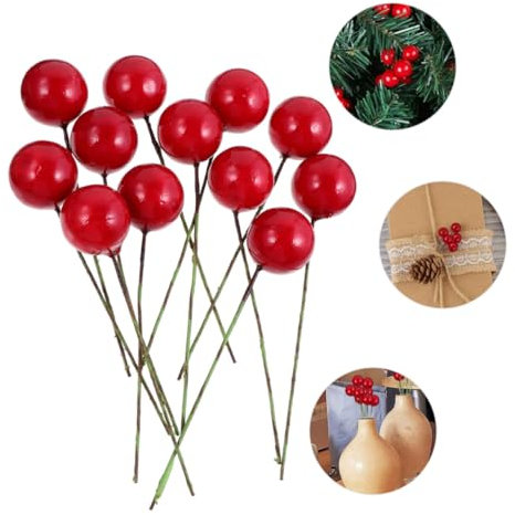 DECHOUS 144 Stück Künstliche Rote Beeren Aus Schaumstoff 15mm Weihnachtliche Dekoration Selbstgemacht Zubehör Für Party Hochzeit Und Wohnraum