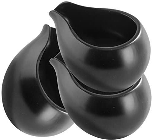 JOEBO 3pcs Jug Small Restaurant Dipping Milk Cup Ceramics Salad Dispenser Sauce Cream for Tiny Gravy Vintage Server Juice Pitcher Cups with Mini Gadget Coffee Broth Supplies Black