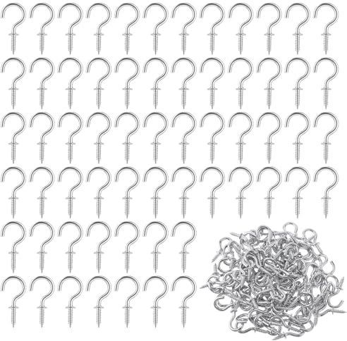 Amaxiu Confezione da 100 ganci a vite, piccoli ganci a vite in metallo da 2 cm, mini ganci da avvitare, ganci a vite a soffitto, piante sospese, ornamenti artistici, tazze, decorazioni natalizie