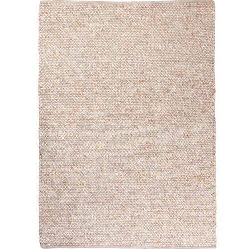 Knutzen Wohnen Mala Wollteppich flach gewebt 160 x 230 cm Natur hell - Teppich Wolle Natur - Handgewebter Schurwollteppich mit angenehmem Lauferlebnis
