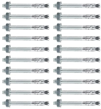 LANZLC Schwerlastanker Verzinkt M10x110mm, 20 Stück Bolzenanker Schwerlastdübel Keilanker Verzinkt Ankerbolzen Ankerschrauben, Stahlanker für Geländer, Befestigung von Schildern, Holzbauten an Beton