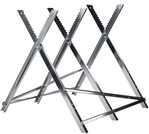 T-LoVendo Caballete para Serrar Cortar Leña Banco para Motosierras Troncos Plegable diámetro hasta 40 cm Peso max150kg Metal Galvanizado